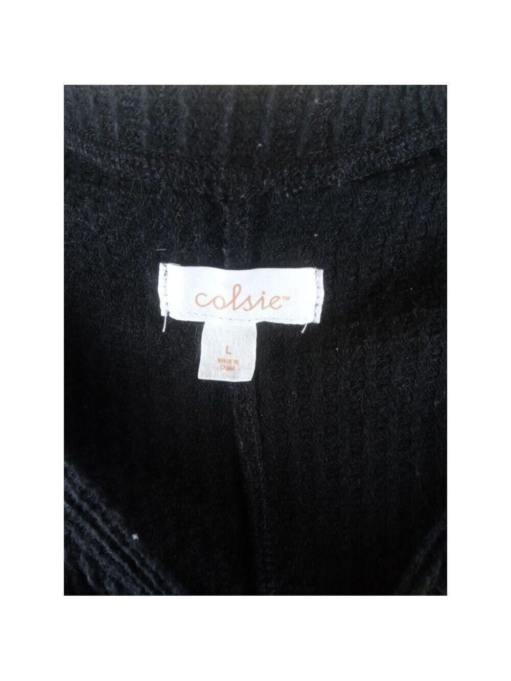 Women's Colsie Black Ribbed Long Sleeve Henley Top, size L - Picture 5 of 5